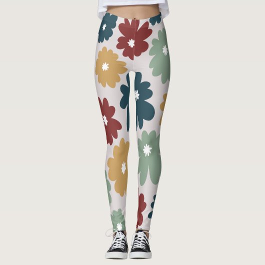  uitzien bloem gemengde kleuren groen leggings (Voorkant)