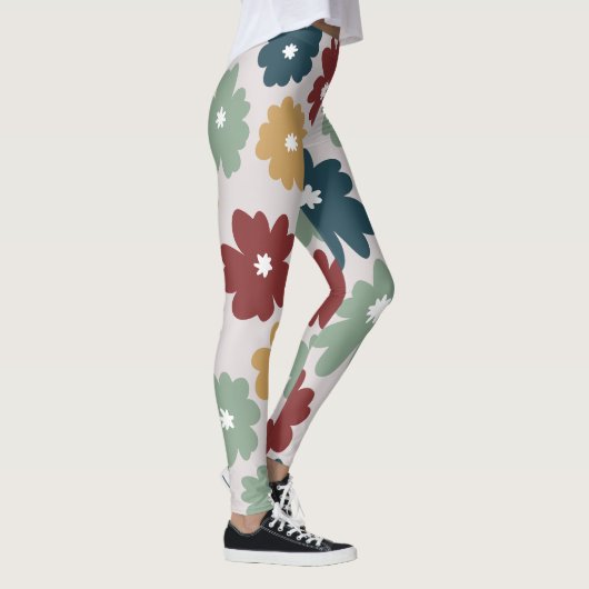  uitzien bloem gemengde kleuren groen leggings (Rechts)