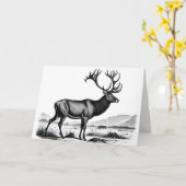 uitziende gravure van een rendierverjaardag kaart (Gele Bloem)