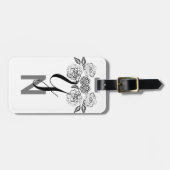 uitziende zwarte en witte rozen bagagelabel (Voorkant horizontaal)