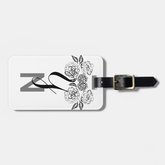  uitziende zwarte en witte rozen bagagelabel (Voorkant horizontaal)
