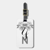  uitziende zwarte en witte rozen bagagelabel (Voorkant verticaal)