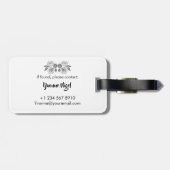 uitziende zwarte en witte rozen bagagelabel (Achterkant horizontaal)