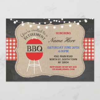 Uitzondering BBQ Check Chalk Burlap Red Uitnodigin Kaart