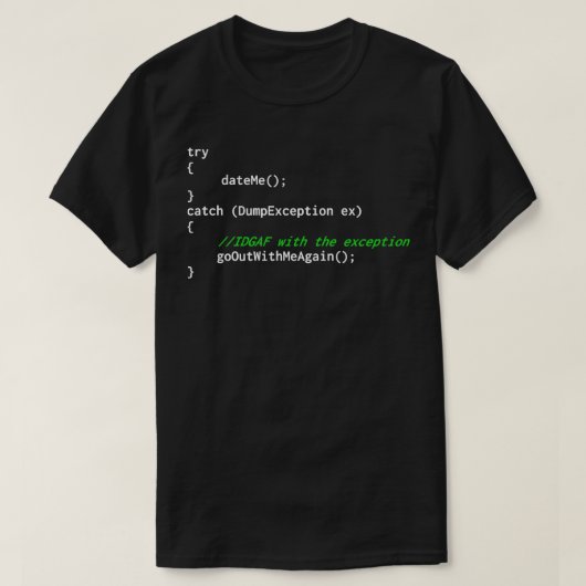 Uitzonderingscode programmeur t-shirt (Design voorkant)