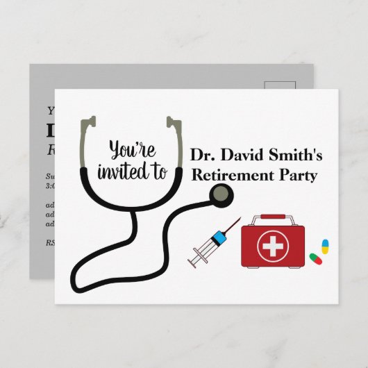 Uitzonderingsuitnodiging voor artsen uitnodiging briefkaart (Voorkant / Achterkant)