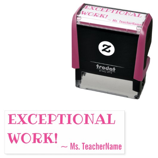 "UITZONDERLIJK WERK!" Rubberstempel Zelfinktende Stempel (In situ)