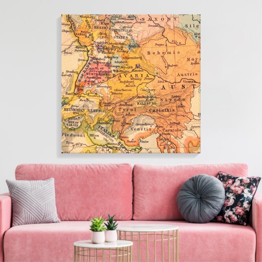 Uitzonderlijke Antiek kaart Midden-Europa Canvas Afdruk (Insitu (Woonkamer))