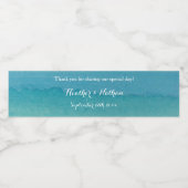 Uitzonderlijke aqua blauw waterverf bruiloft waterfles etiket (Enkel label)