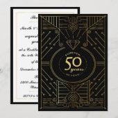 Uitzonderlijke Art Deco 50th Jubileum Uitnodigen Kaart (Voorkant / Achterkant)