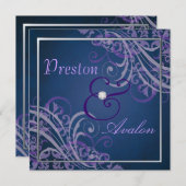Uitzonderlijke Baroque Paarse Uitnodiging om blauw (Voorkant / Achterkant)