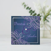 Uitzonderlijke Baroque Paarse Uitnodiging om blauw (Staand voorkant)