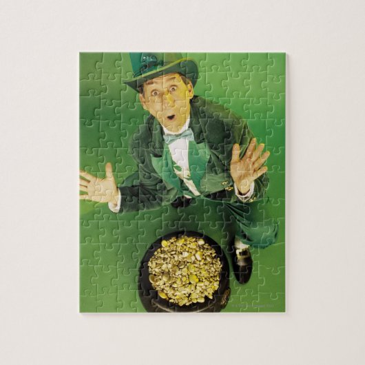 Uitzonderlijke leprechaun met pot goud legpuzzel (Verticaal)