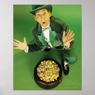 Uitzonderlijke leprechaun met pot goud poster