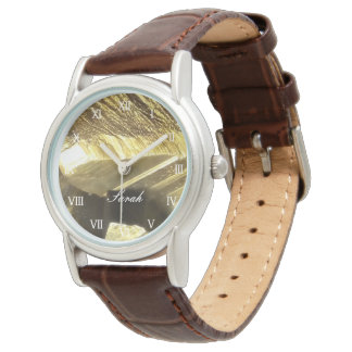 Uitzonderlijke luxe voor goud- en bruinledervrouwe horloge