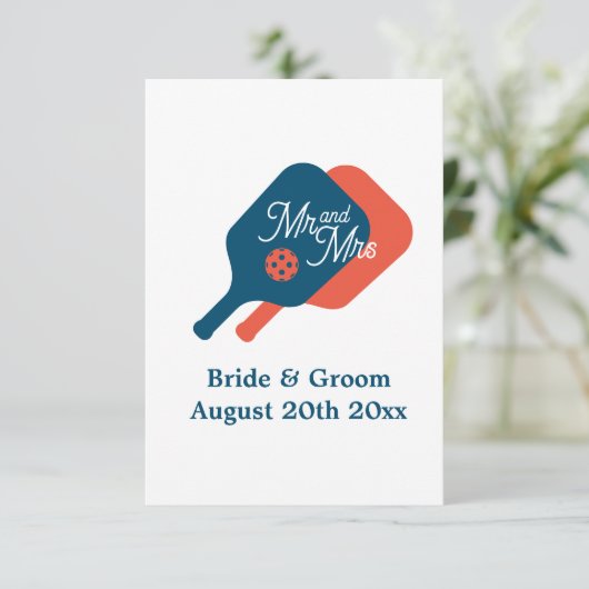 Uitzonderlijke pickleball bruiloft behuizing kaart (Staand voorkant)