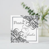 Uitzonderlijke uitnodiging voor B&W-scrollrol (Staand voorkant)