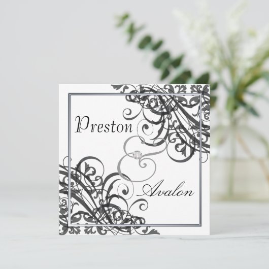 Uitzonderlijke uitnodiging voor B&W-scrollrol (Staand voorkant)