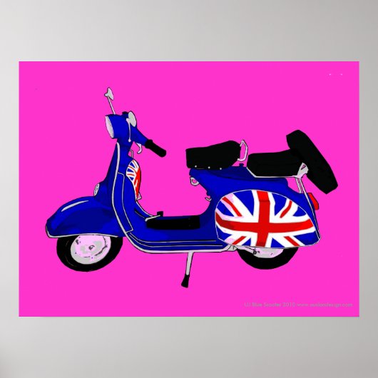 UJ Blue Scooter Pop Art Print (Voorkant)