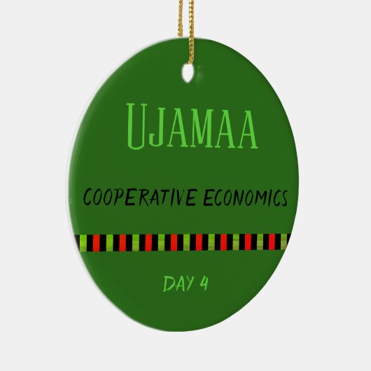 Ujamaa - Kwanzaa Dag 4 Groen Keramisch Ornament (Rechts)