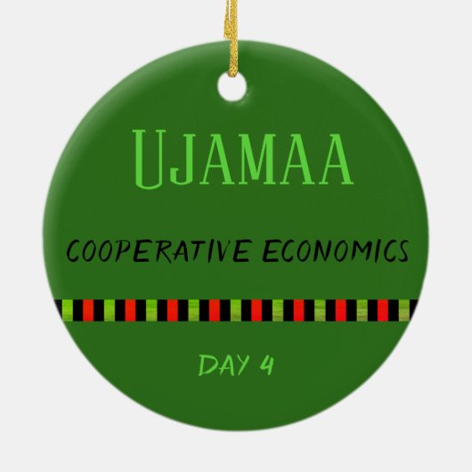 Ujamaa - Kwanzaa Dag 4 Groen Keramisch Ornament (Achterkant)