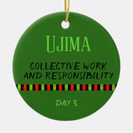 Ujima - Kwanzaa Dag 3 Groen Keramisch Ornament