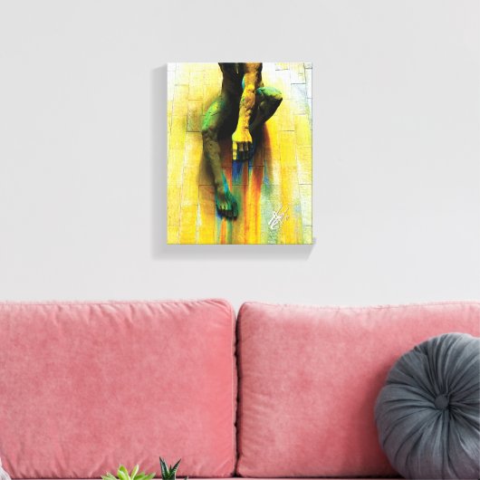 UK Beeldhouwwerk Geel Blauw Abstracte Fotografie Canvas Afdruk (Insitu (Woonkamer))