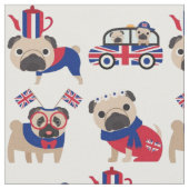UK British Pug Fabric Stof (Close Up)
