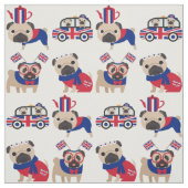 UK British Pug Fabric Stof (Swatch)