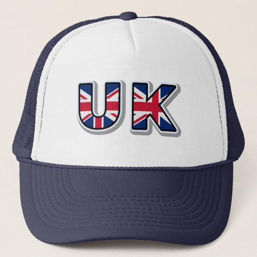 UK British Union Jack Navy Blue Trucker Hat Pet (Voorkant)