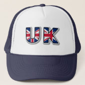 UK British Union Jack Navy Blue Trucker Hat Trucker Pet (Voorkant)