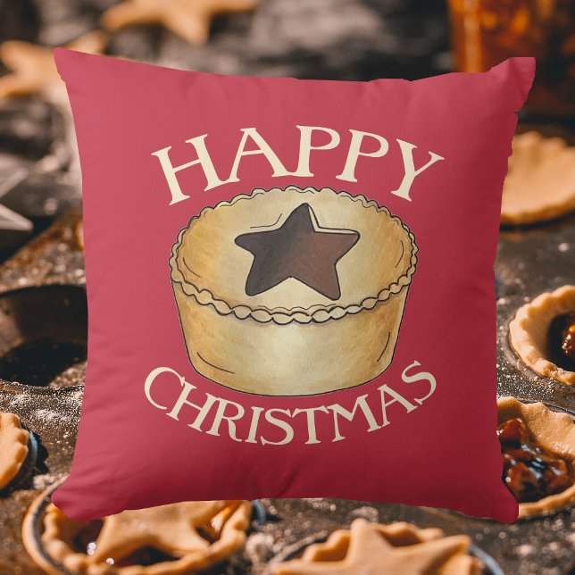 UK Brits Voedsel Fruit Gehakt Taart Gelukkig Kerst Kussen (Mince Pie Pillow)