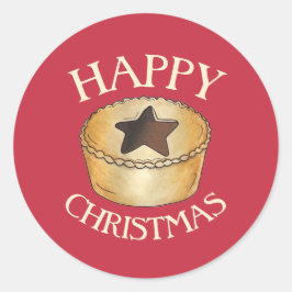 UK Brits Voedsel Fruit Gehakt Taart Gelukkig Kerst Ronde Sticker