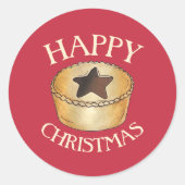 UK Brits Voedsel Fruit Gehakt Taart Gelukkig Kerst Ronde Sticker (Voorkant)
