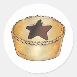 UK Brits Voedsel Fruit Gehakt Taart Gelukkig Kerst Ronde Sticker