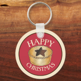 UK Brits Voedsel Fruit Gehakt Taart Gelukkig Kerst Sleutelhanger