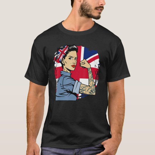 UK Britse sterke vrouwen Verenigd Koninkrijk Groot T-shirt (Voorkant)