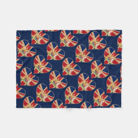 UK COA Heart Fleece Deken (Voorkant (Horizontaal))