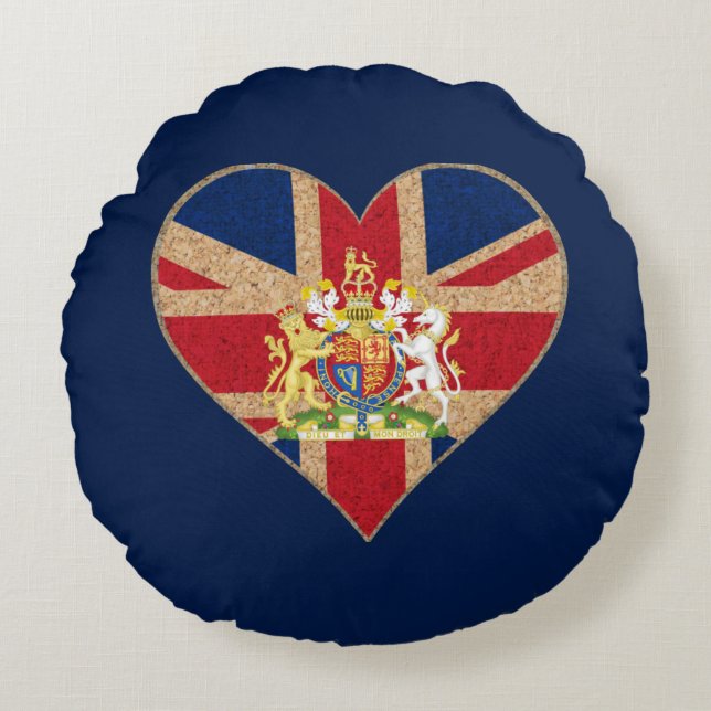 UK COA Heart Rond Kussen (Voorkant)