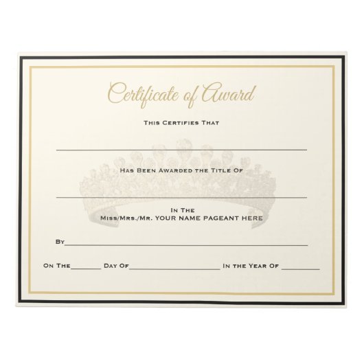 UK Crown Certificates-Award Notitieblok (Voorkant)