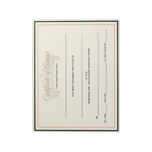 UK Crown Certificates-Award Notitieblok (Linkerzijde)