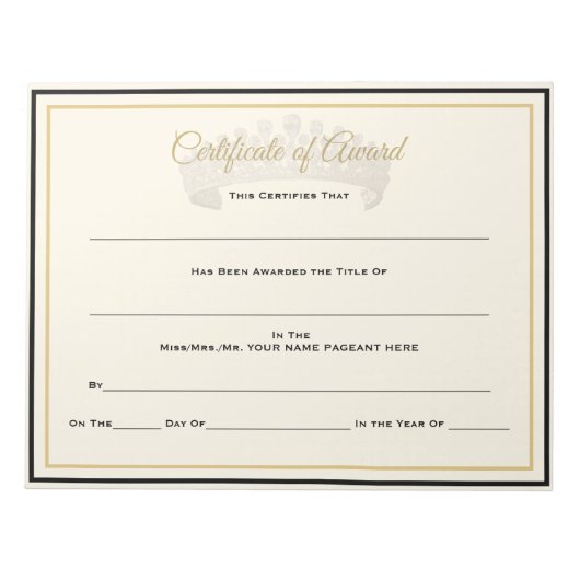 UK Crown Certificates-Award Notitieblok (Voorkant)