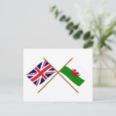 UK en Wales Crossed Flags Briefkaart (Staand voorkant)