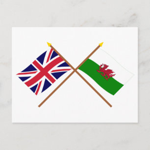 UK en Wales Crossed Flags Briefkaart