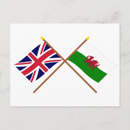 UK en Wales Crossed Flags Briefkaart (Voorkant)