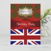 UK Engeland Vlag kerstfeestdag Damask 2 V Party Kaart (Staand voorkant)