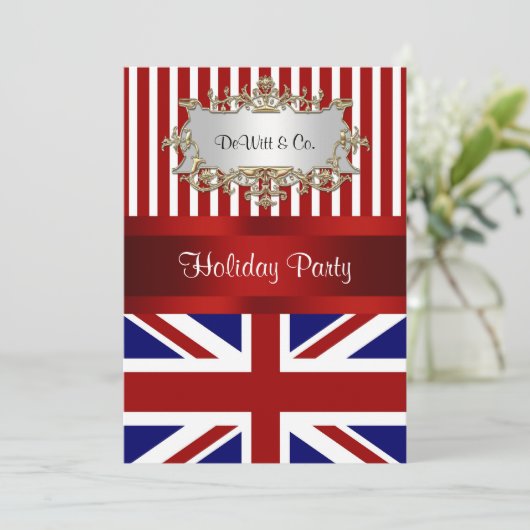 UK Engeland Vlaggenpartij Uitnodiging Rood Wit Bla (Staand voorkant)