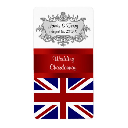UK England Flag Event Party Wine Label (Voorkant)