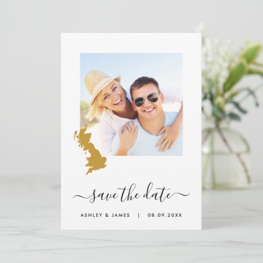 UK England Map Wedding Save the Date Kaart (Staand voorkant)