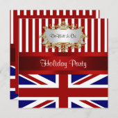 UK England Vlag Party Invitation Red White Blue Kaart (Voorkant / Achterkant)